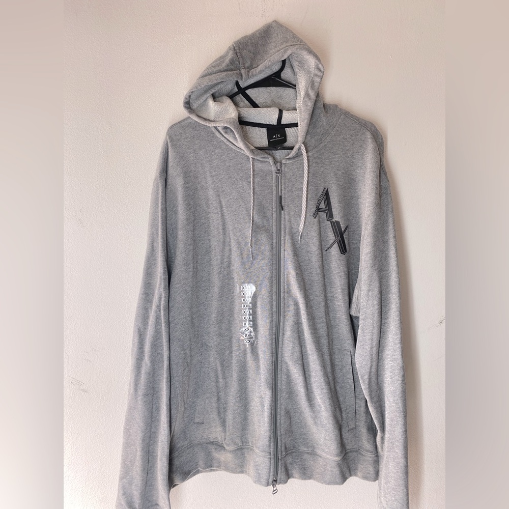 Armani Exchange New Light Weight Grey Jacket Hoodie Zipper